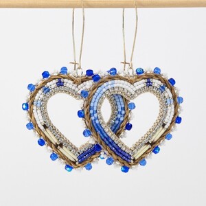 SWEETGRASS HEART EARRINGS: BLUE